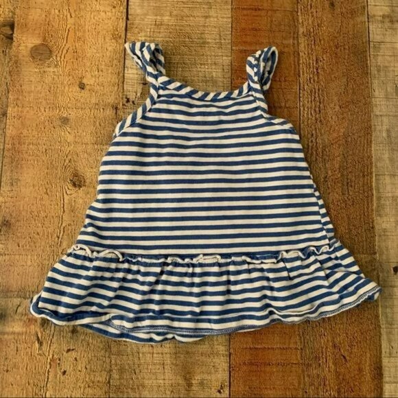 Carter’s little girls blue and white striped tank top with lime green flower -2T - Picture 6 of 6